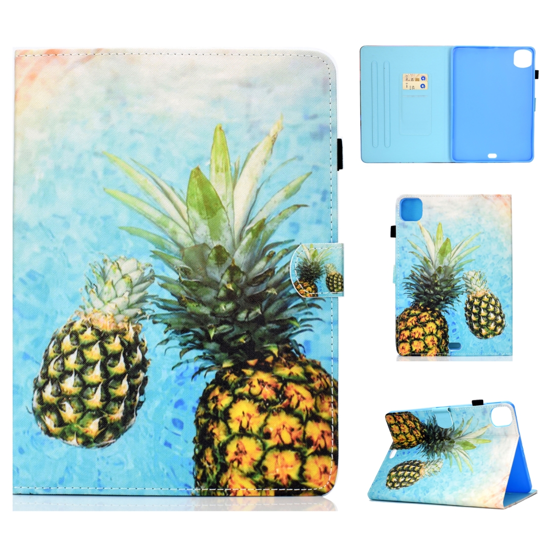 For iPad Pro 11 (2020) Sewing Thread Horizontal Painted Flat Leather Tablet Case with Sleep Function & Pen Cover & Anti Skid Strip & Card Slot & Holder(Pineapple) For iPad Pro 11 (2020) Sewing Thread Horizontal Painted Flat Leather Tablet Case with Sleep Function & Pen Cover & Anti Skid Strip & Card Slot & Holder(Pineapple)