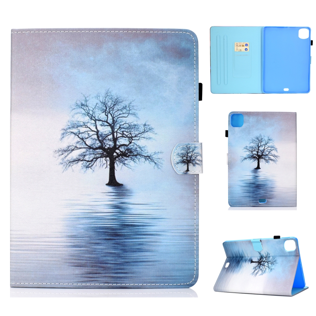 For iPad Pro 11 (2020) Sewing Thread Horizontal Painted Flat Leather Tablet Case with Sleep Function & Pen Cover & Anti Skid Strip & Card Slot & Holder(Tree In Water) For iPad Pro 11 (2020) Sewing Thread Horizontal Painted Flat Leather Tablet Case with Sleep Function & Pen Cover & Anti Skid Strip & Card Slot & Holder(Tree In Water)