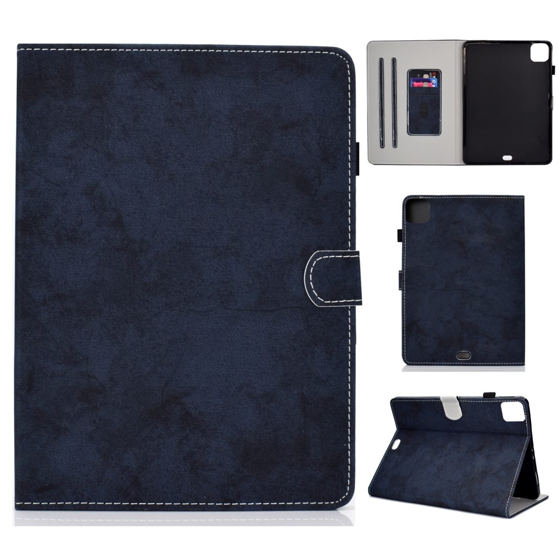 For iPad Pro 11 (2020) Sewing Thread Horizontal Solid Color Flat Leather Tablet Case with Sleep Function & Pen Cover & Anti Skid Strip & Card Slot & Holder(Navy) For iPad Pro 11 (2020) Sewing Thread Horizontal Solid Color Flat Leather Tablet Case with Sleep Function & Pen Cover & Anti Skid Strip & Card Slot & Holder(Navy)
