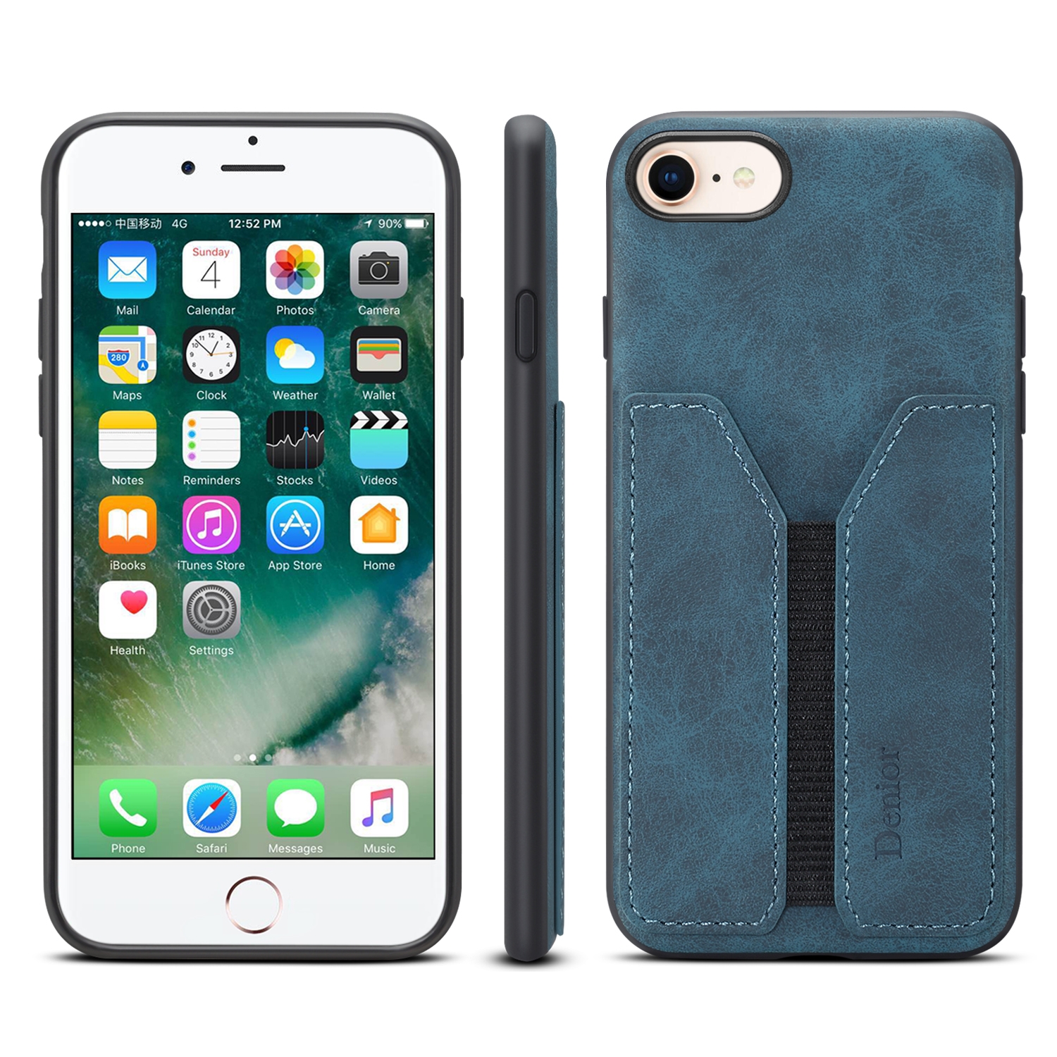 For iPhone SE 2022 / SE 2020 / 7 / 8 Denior DV Elastic Card PU Back Cover Phone Case(Blue) For iPhone SE 2022 / SE 2020 / 7 / 8 Denior DV Elastic Card PU Back Cover Phone Case(Blue)