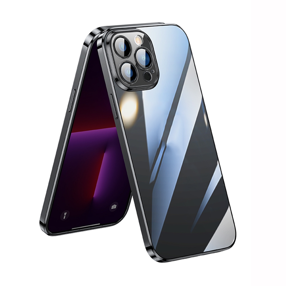 For iPhone 14 Pro Max SULADA Lens Protector Plated Clear Case(Black) For iPhone 14 Pro Max SULADA Lens Protector Plated Clear Case(Black)