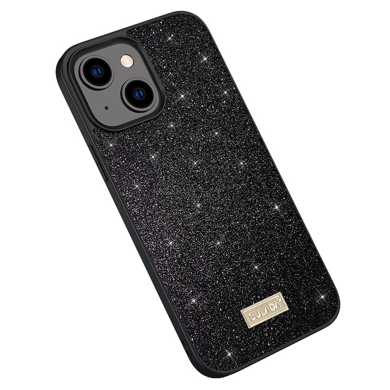 For iPhone 14 SULADA PC+TPU Leather Glitter Phone Case(Black) For iPhone 14 SULADA PC+TPU Leather Glitter Phone Case(Black)