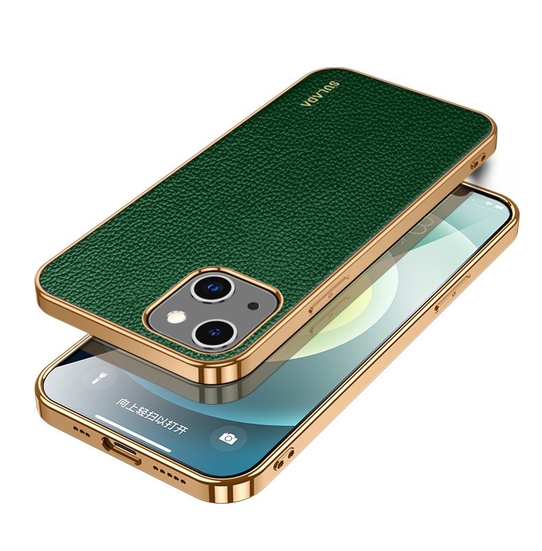 For iPhone 14 SULADA Shockproof TPU + Handmade Leather Phone Case(Green) For iPhone 14 SULADA Shockproof TPU + Handmade Leather Phone Case(Green)