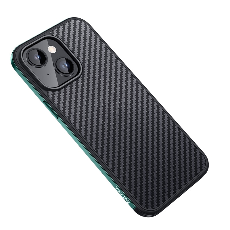 For iPhone 14 Plus SULADA Carbon Fiber Textured Shockproof Metal + TPU Frame Case(Dark Green) For iPhone 14 Plus SULADA Carbon Fiber Textured Shockproof Metal + TPU Frame Case(Dark Green)