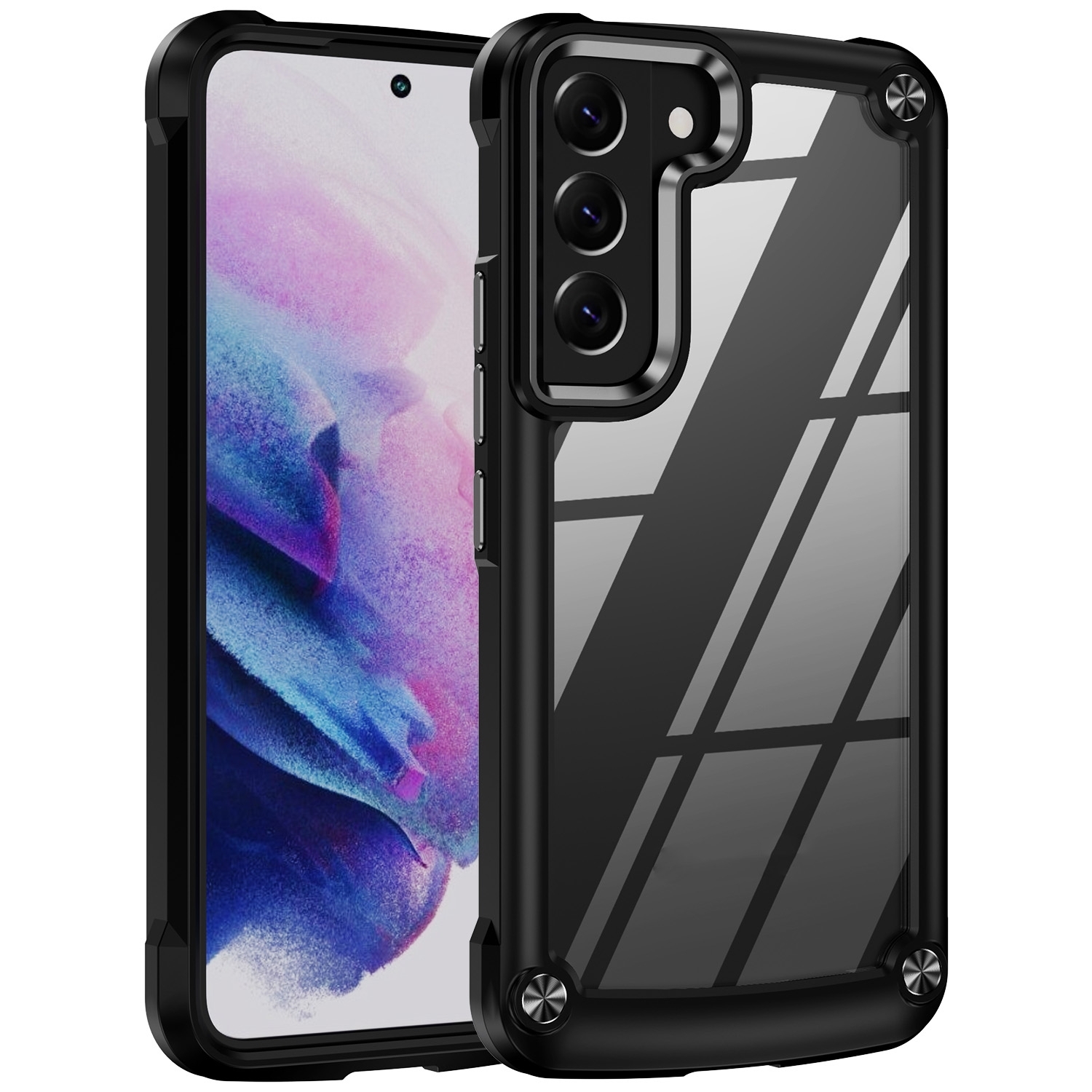 For Samsung Galaxy S23 5G Soft TPU Clear PC Shockproof Phone Case(Black) For Samsung Galaxy S23 5G Soft TPU Clear PC Shockproof Phone Case(Black)