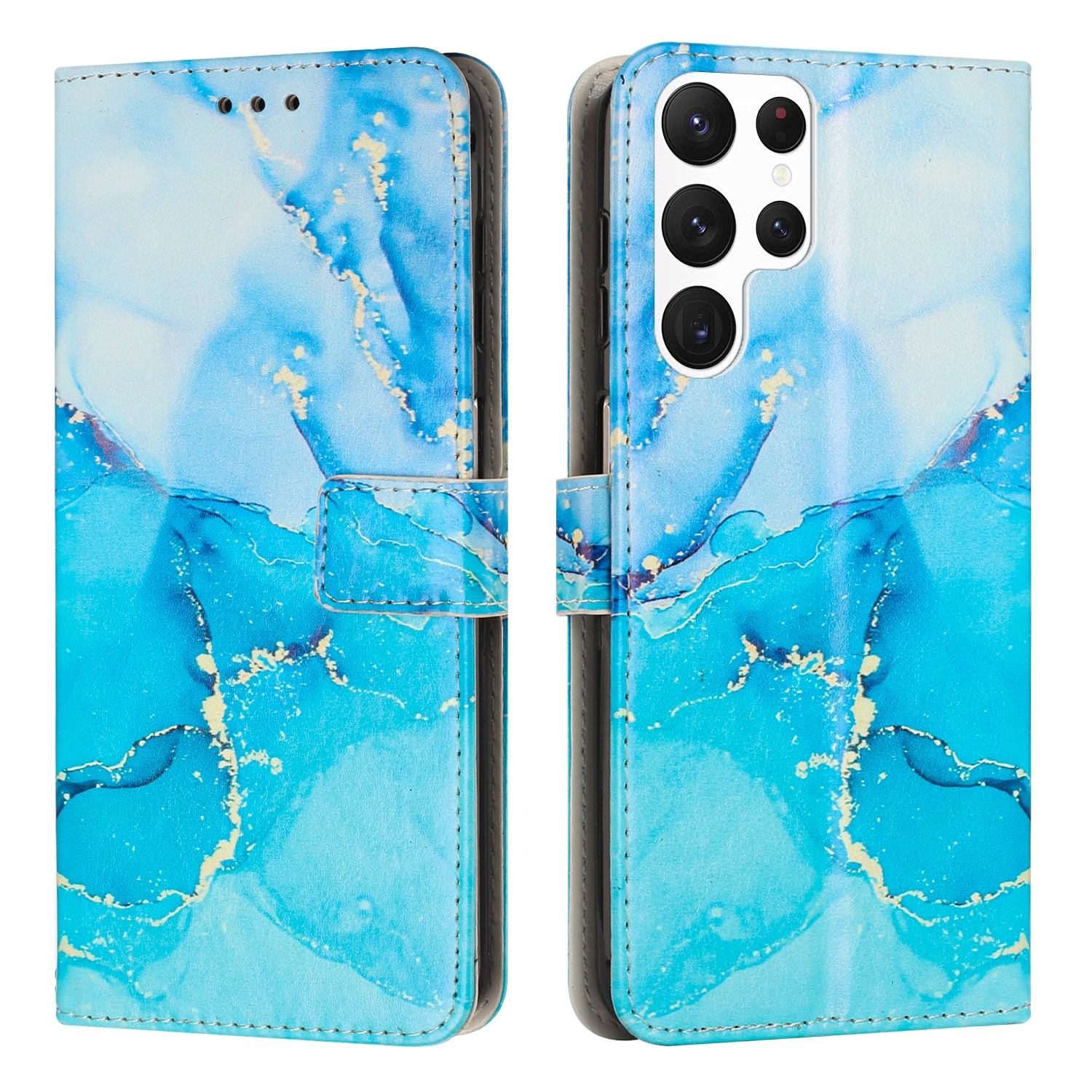 For Samsung Galaxy S23 Ultra 5G Painted Marble Pattern Leather Phone Case(Blue Green) For Samsung Galaxy S23 Ultra 5G Painted Marble Pattern Leather Phone Case(Blue Green)