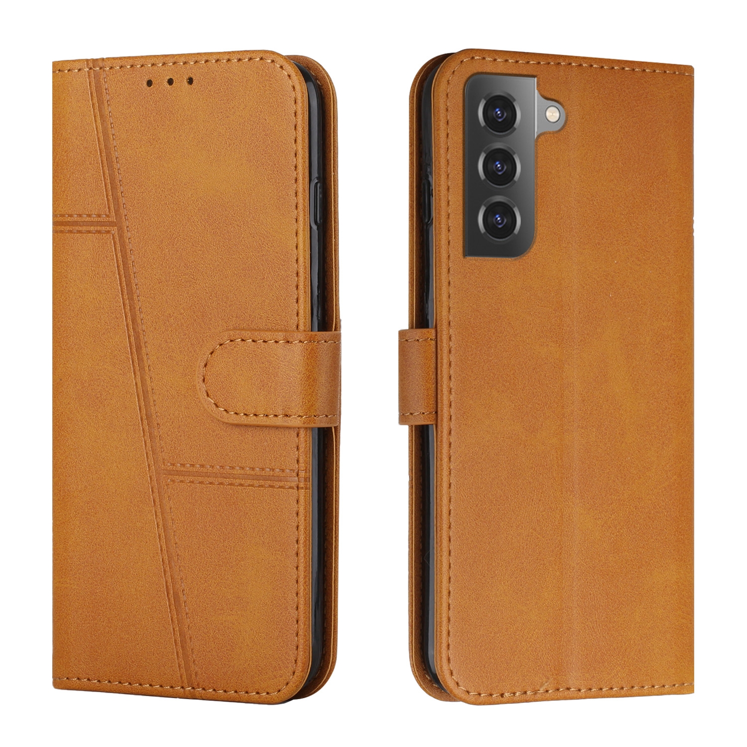 For Samsung Galaxy S23+ 5G Stitching Calf Texture Buckle Leather Phone Case(Yellow) For Samsung Galaxy S23+ 5G Stitching Calf Texture Buckle Leather Phone Case(Yellow)