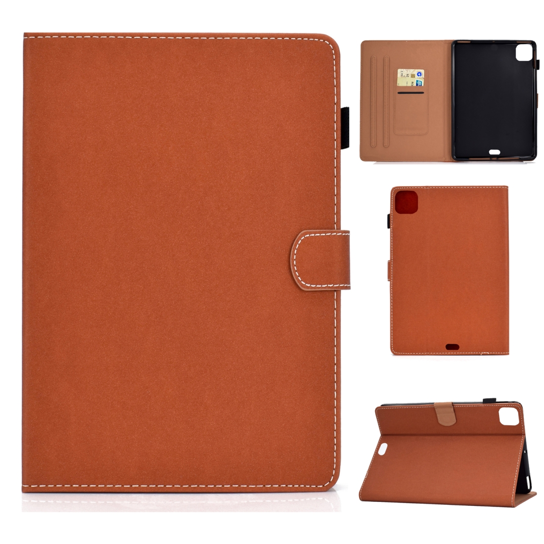For iPad Pro 11 (2020) Sewing Thread Horizontal Solid Color Flat Leather Tablet Case with Sleep Function & Pen Cover & Anti Skid Strip & Card Slot & Holder(Light Star Brown) For iPad Pro 11 (2020) Sewing Thread Horizontal Solid Color Flat Leather Tablet Case with Sleep Function & Pen Cover & Anti Skid Strip & Card Slot & Holder(Light Star Brown)