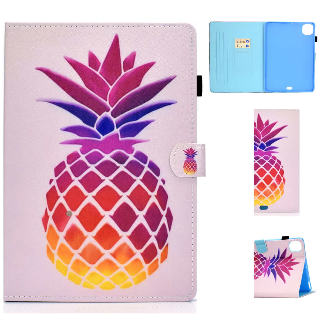For iPad Pro 11 (2020) Sewing Thread Horizontal Painted Flat Leather Tablet Case with Sleep Function & Pen Cover & Anti Skid Strip & Card Slot & Holder(Pink Pineapple) For iPad Pro 11 (2020) Sewing Thread Horizontal Painted Flat Leather Tablet Case with Sleep Function & Pen Cover & Anti Skid Strip & Card Slot & Holder(Pink Pineapple)