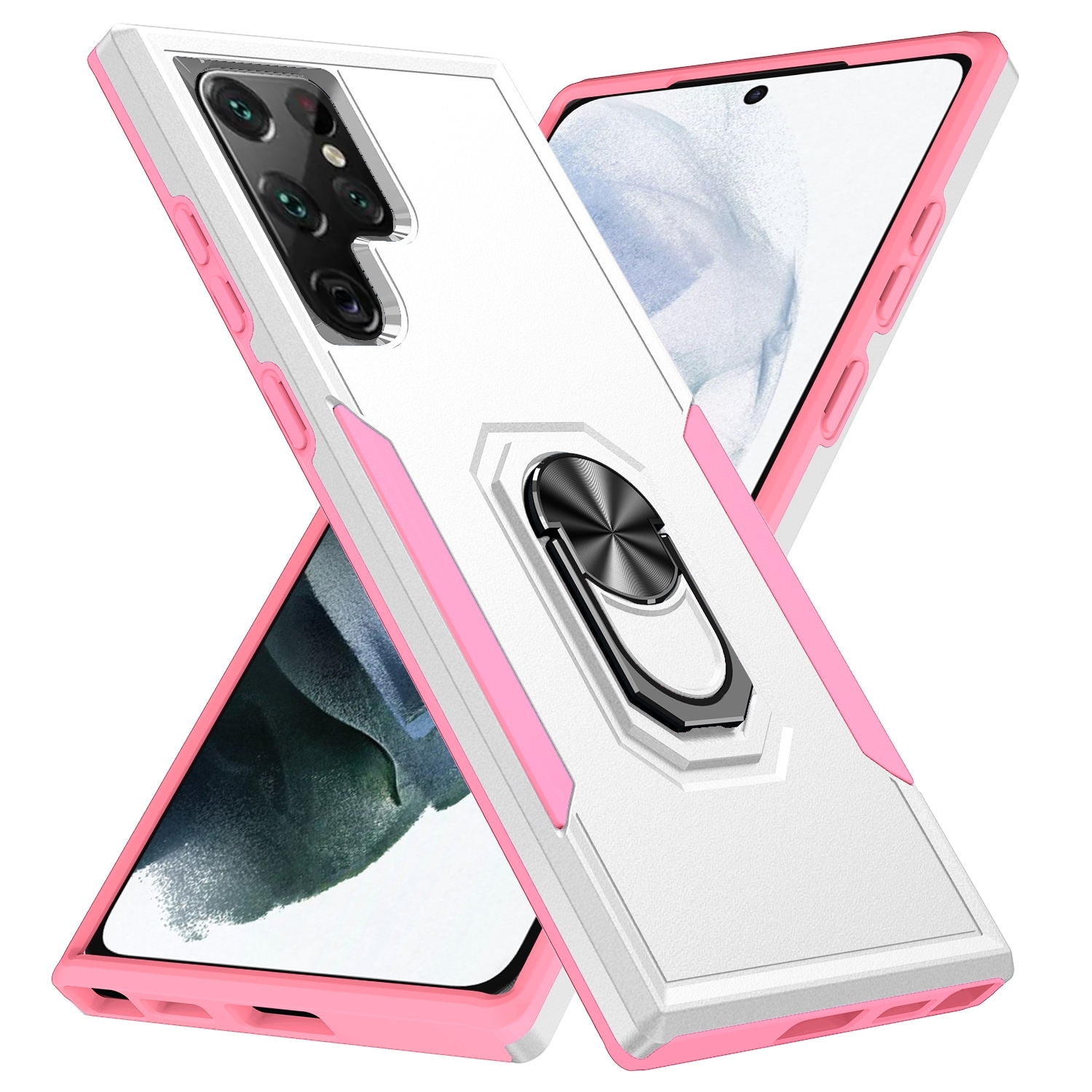 For Samsung Galaxy S23 Ultra 5G Pioneer Armor PC + TPU Holder Phone Case(White) For Samsung Galaxy S23 Ultra 5G Pioneer Armor PC + TPU Holder Phone Case(White)