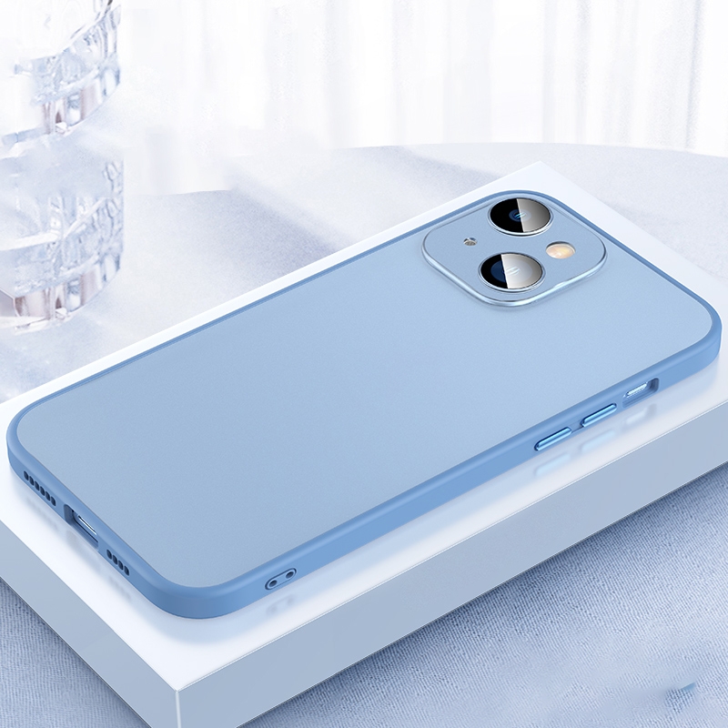 For iPhone 14 Plus 2 in 1 Skin Feel Frosted Phone Case with Lens Film(Sierra Blue) For iPhone 14 Plus 2 in 1 Skin Feel Frosted Phone Case with Lens Film(Sierra Blue)