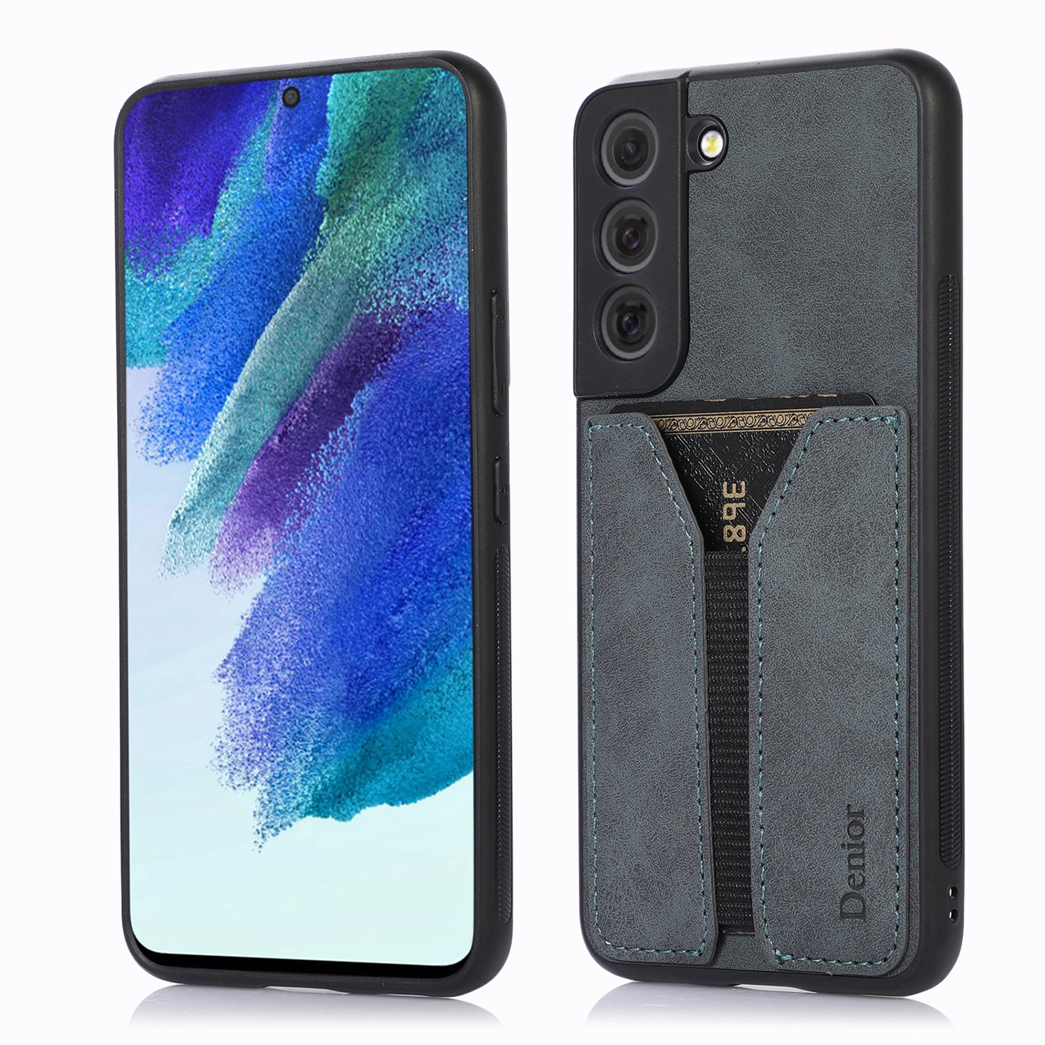 For Samsung Galaxy S22+ 5G Denior DV Elastic Card PU Back Cover Phone Case(Grey) For Samsung Galaxy S22+ 5G Denior DV Elastic Card PU Back Cover Phone Case(Grey)