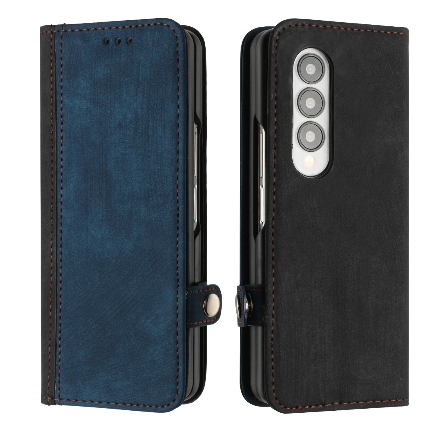 For Samsung Galaxy Z Fold 4 5G Side Buckle Double Fold Leather Phone Case(Royal Blue) For Samsung Galaxy Z Fold 4 5G Side Buckle Double Fold Leather Phone Case(Royal Blue)
