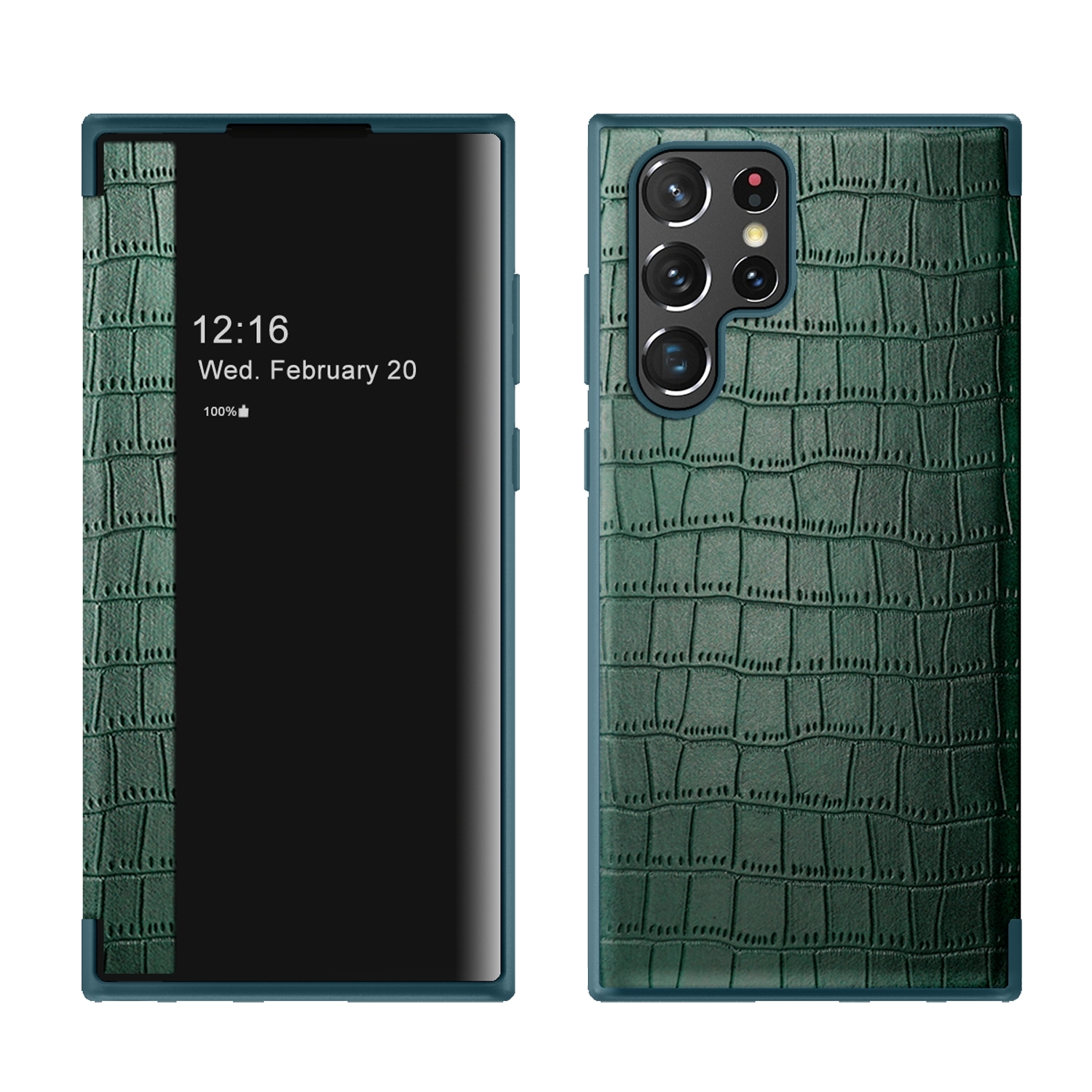 For Samsung Galaxy S23 Ultra 5G Crocodile Texture Window View Leather Phone Case(Green) For Samsung Galaxy S23 Ultra 5G Crocodile Texture Window View Leather Phone Case(Green)