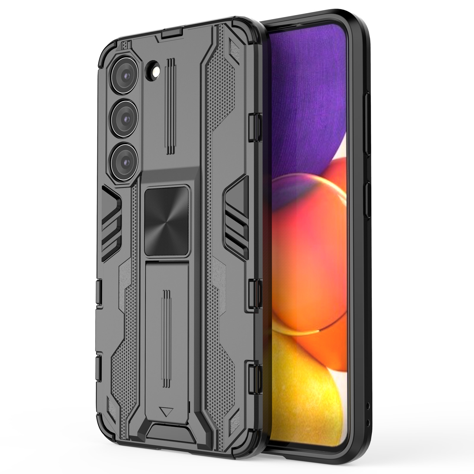 For Samsung Galaxy S23 5G Supersonic PC + TPU Shock-proof Phone Case with Holder(Black) For Samsung Galaxy S23 5G Supersonic PC + TPU Shock-proof Phone Case with Holder(Black)