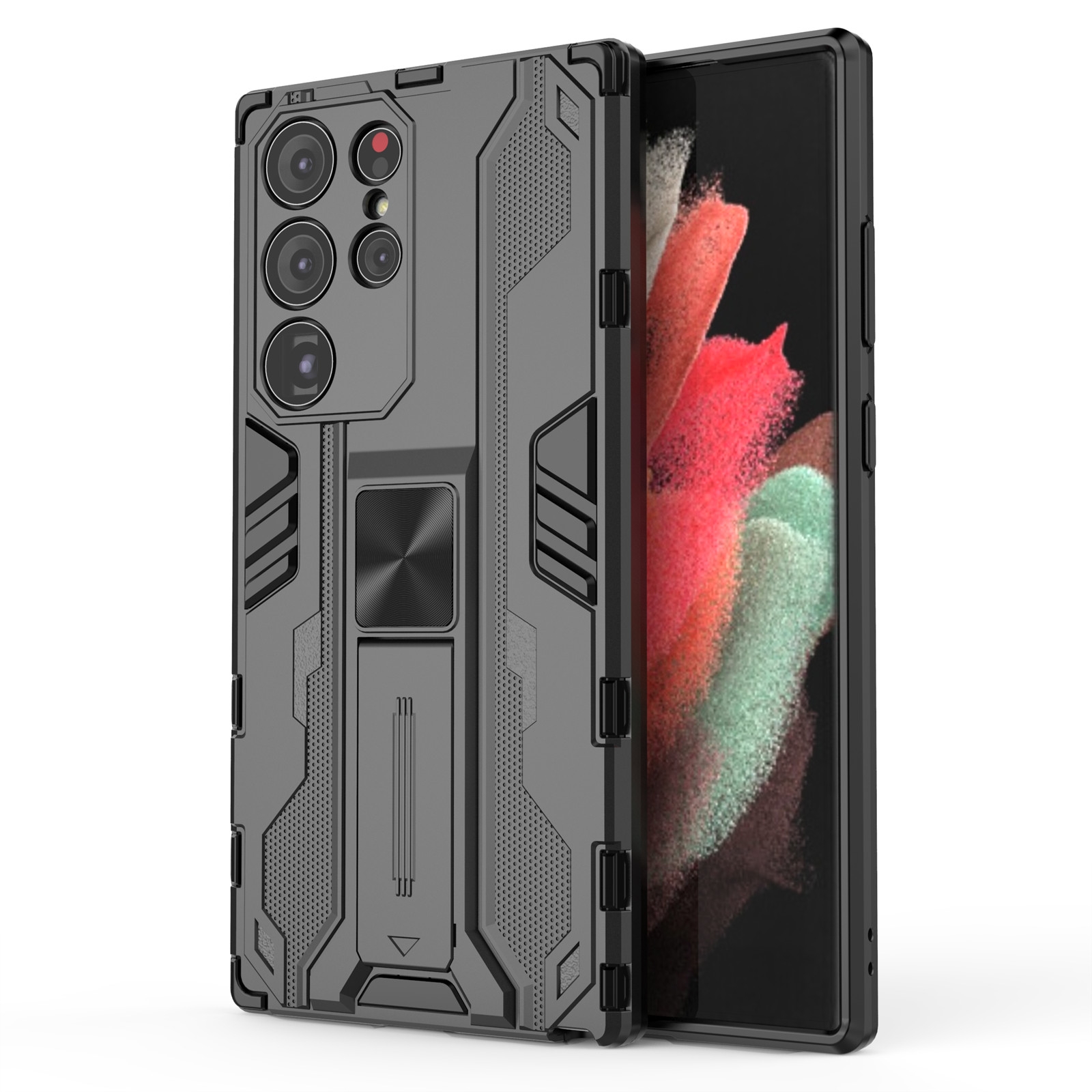 For Samsung Galaxy S23 Ultra 5G Supersonic PC + TPU Shock-proof Phone Case with Holder(Black) For Samsung Galaxy S23 Ultra 5G Supersonic PC + TPU Shock-proof Phone Case with Holder(Black)