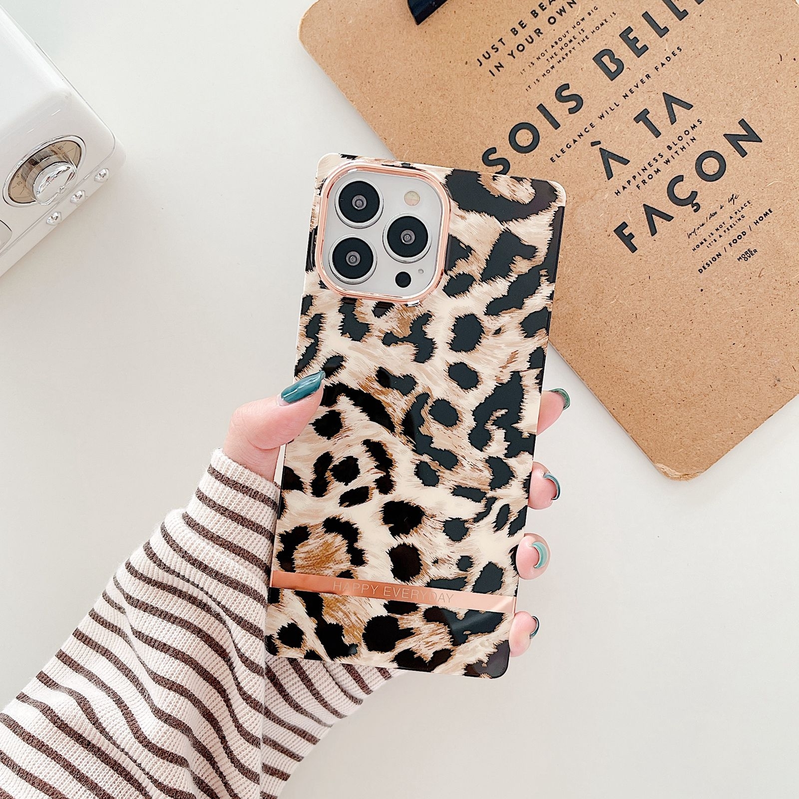 For iPhone 14 Pro Max Square Plating Gold Edge Phone Case(ellow Backgroud Leopard) For iPhone 14 Pro Max Square Plating Gold Edge Phone Case(ellow Backgroud Leopard)