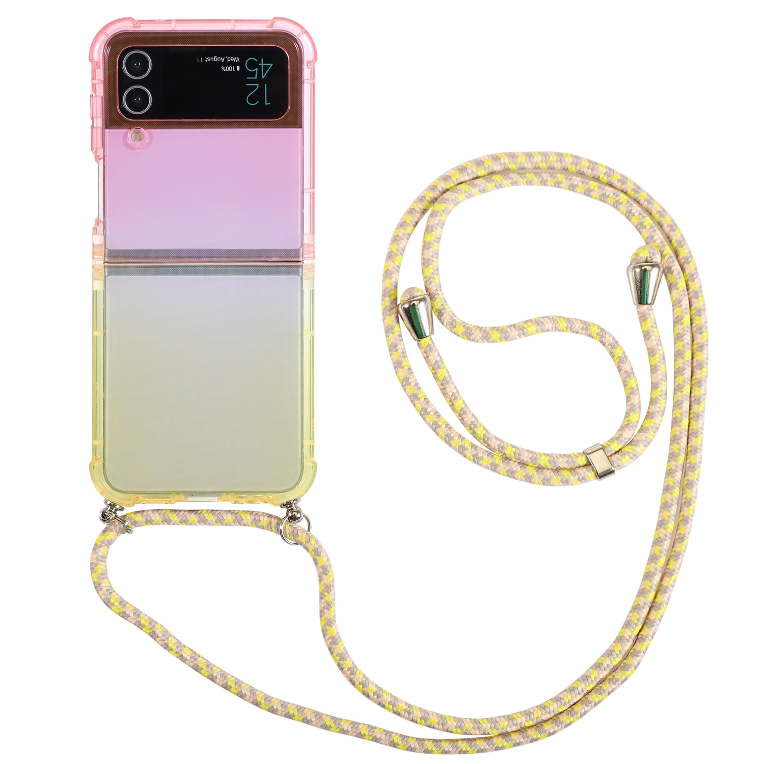 For Samsung Galaxy Z Flip4 5G Gradient Color Shockproof Phone Case with Lanyard(Gradient Pink Yellow) For Samsung Galaxy Z Flip4 5G Gradient Color Shockproof Phone Case with Lanyard(Gradient Pink Yellow)