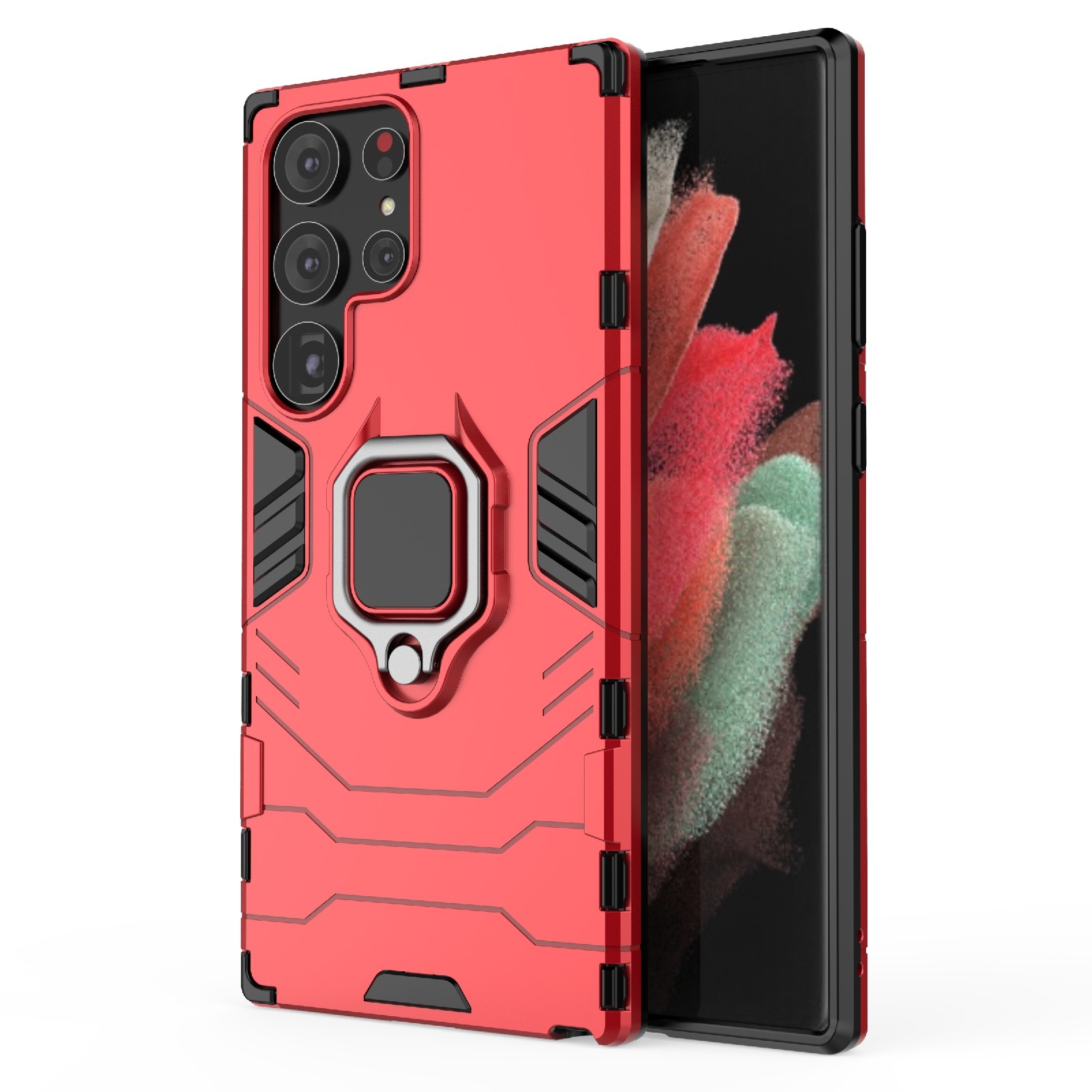 For Samsung Galaxy S23 Ultra 5G Magnetic Ring Holder PC + TPU Phone Case(Red) For Samsung Galaxy S23 Ultra 5G Magnetic Ring Holder PC + TPU Phone Case(Red)