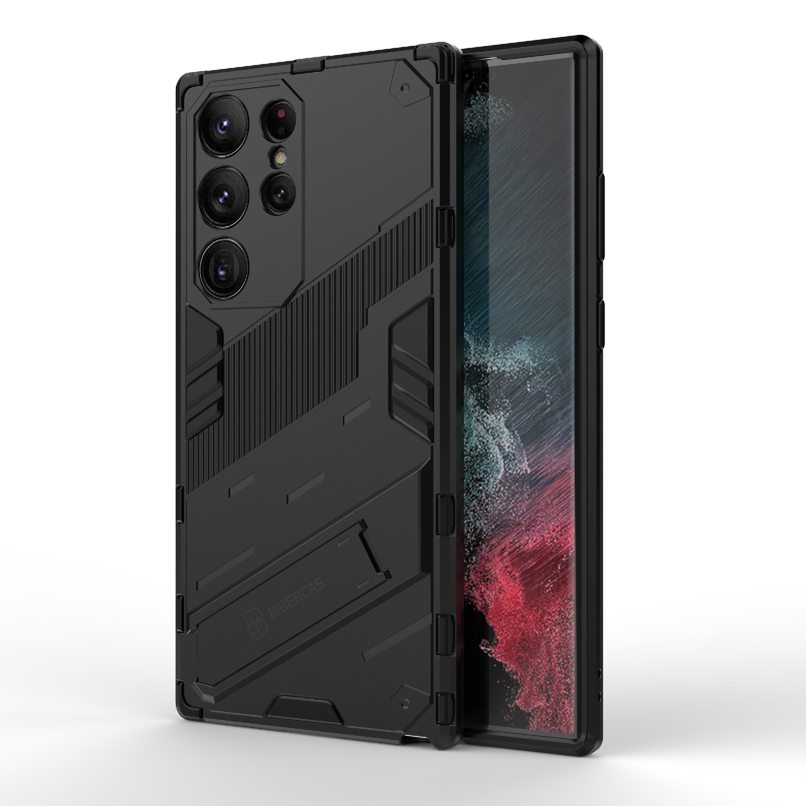 For Samsung Galaxy S23 Ultra 5G Punk Armor 2 in 1 PC + TPU Shockproof Phone Case with Invisible Holder(Black) For Samsung Galaxy S23 Ultra 5G Punk Armor 2 in 1 PC + TPU Shockproof Phone Case with Invisible Holder(Black)