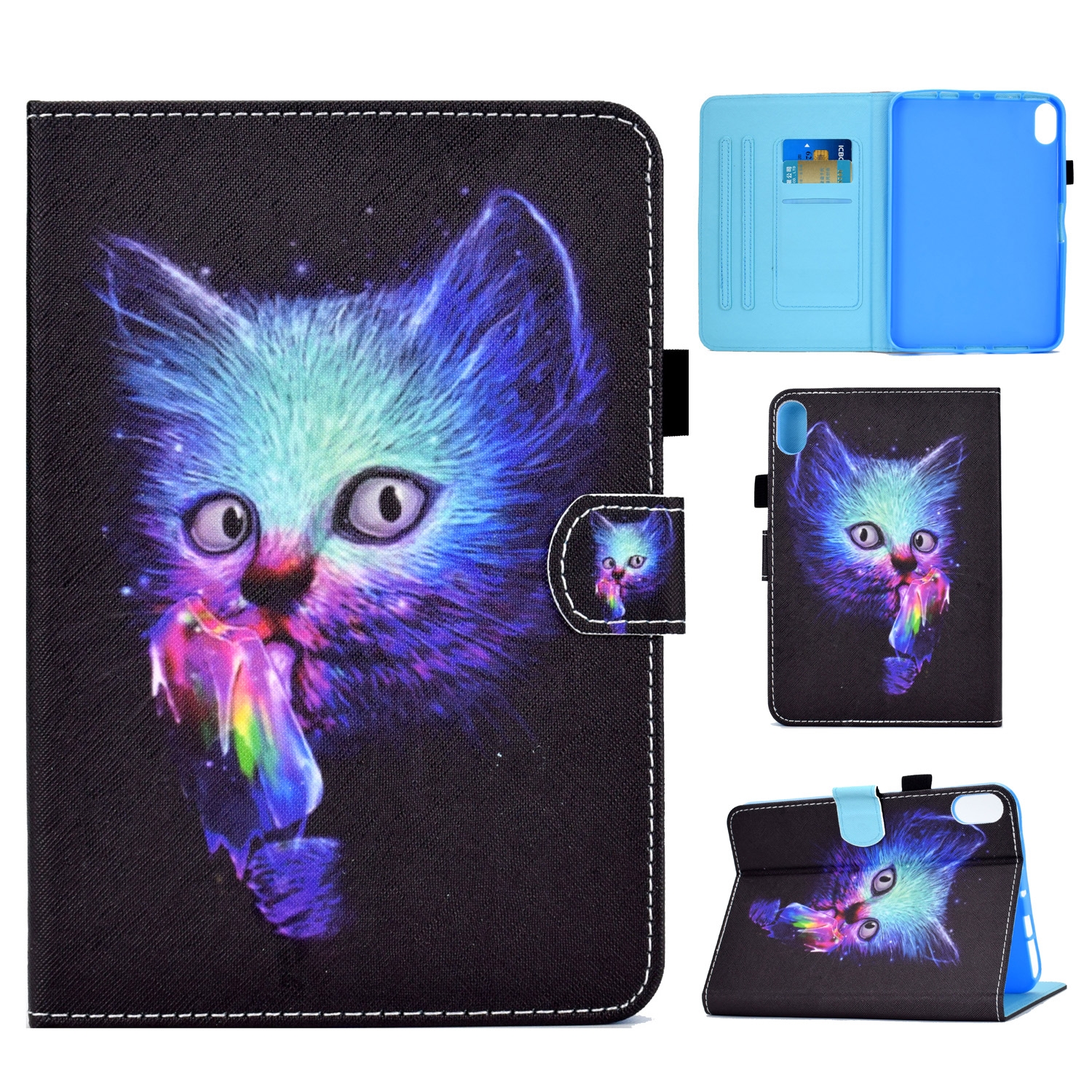 For iPad 10th Gen 10.9 2022 Colored Drawing Stitching Smart Leather Tablet Case(Super Cat) For iPad 10th Gen 10.9 2022 Colored Drawing Stitching Smart Leather Tablet Case(Super Cat)