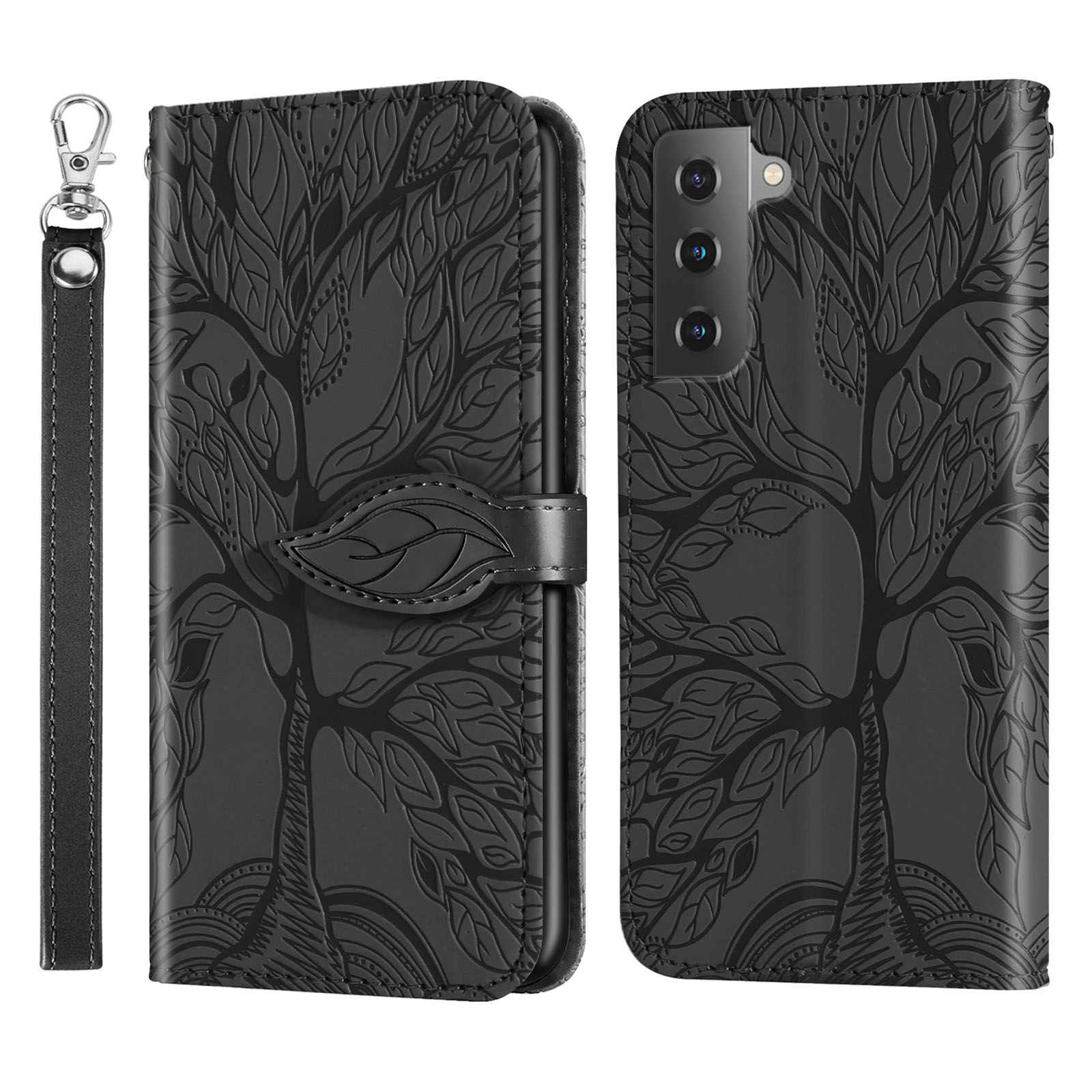 For Samsung Galaxy S23+ 5G Life Tree Embossing Pattern Leather Phone Case(Black) For Samsung Galaxy S23+ 5G Life Tree Embossing Pattern Leather Phone Case(Black)