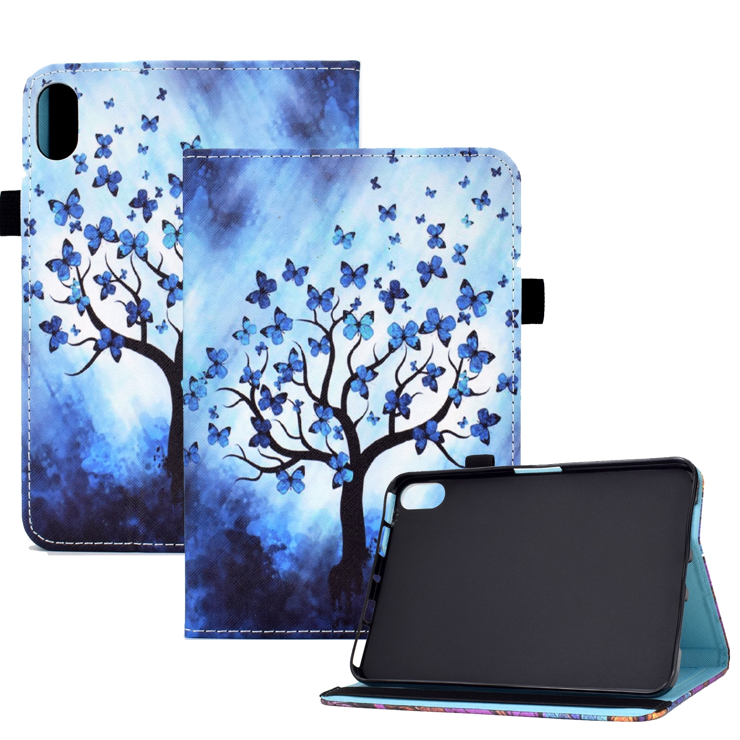 For iPad 10th Gen 10.9 2022 Colored Drawing Stitching Elastic Band Smart Leather Tablet Case(Butterfly Tree) For iPad 10th Gen 10.9 2022 Colored Drawing Stitching Elastic Band Smart Leather Tablet Case(Butterfly Tree)