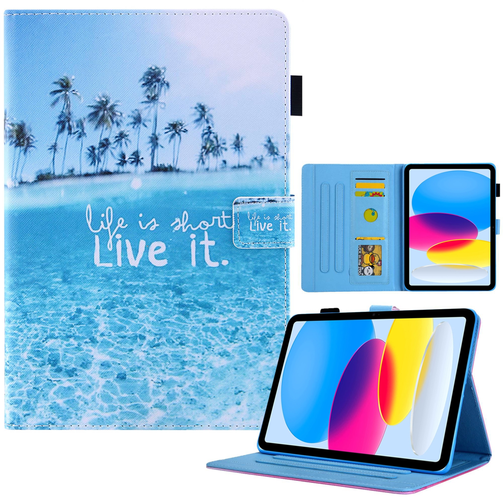 For iPad 10th Gen 10.9 2022 Colored Drawing Leather Smart Tablet Case(Beach) For iPad 10th Gen 10.9 2022 Colored Drawing Leather Smart Tablet Case(Beach)