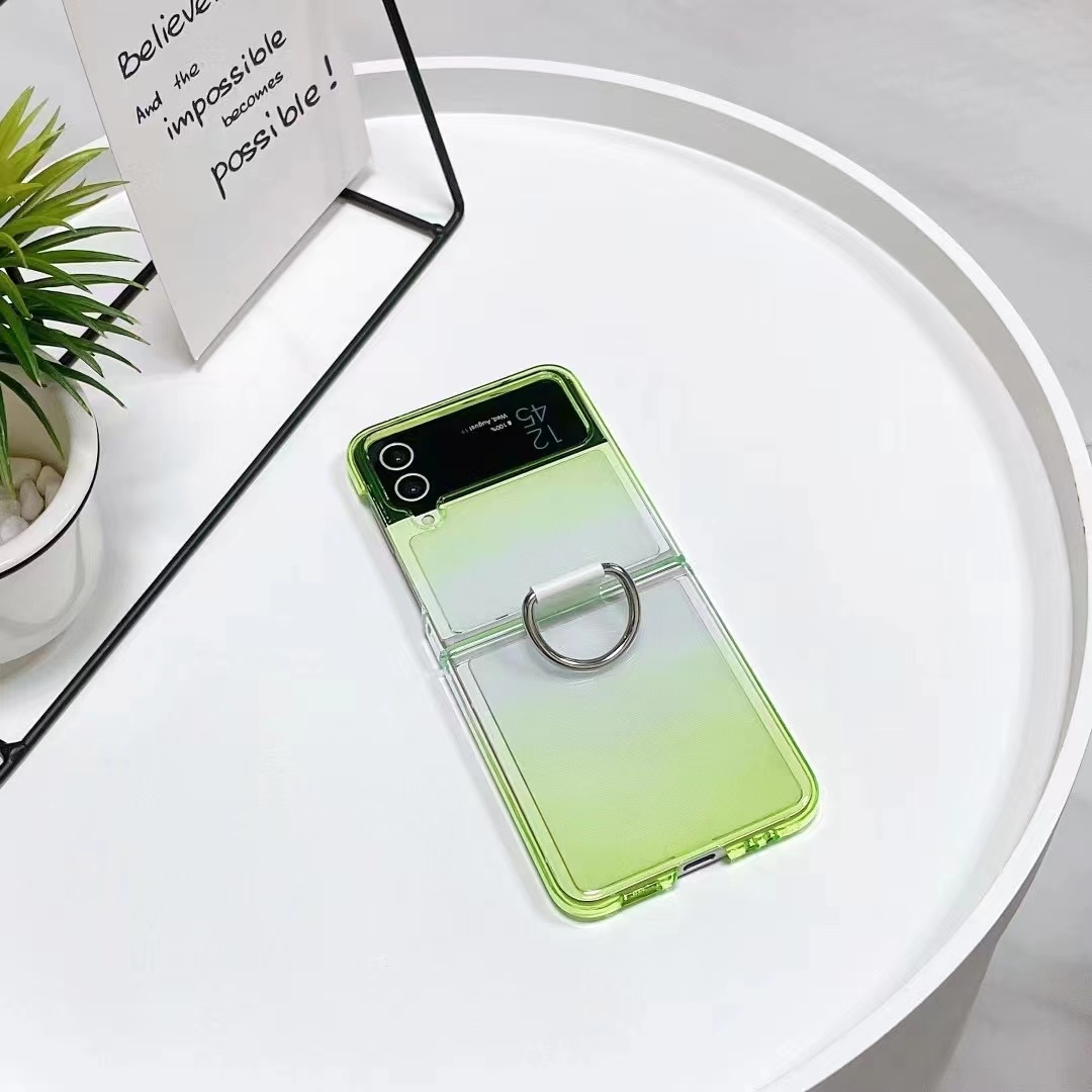 For Samsung Galaxy Z Flip4 5G Gradient Color Ring Holder Fold Phone Case(Gradient Green) For Samsung Galaxy Z Flip4 5G Gradient Color Ring Holder Fold Phone Case(Gradient Green)
