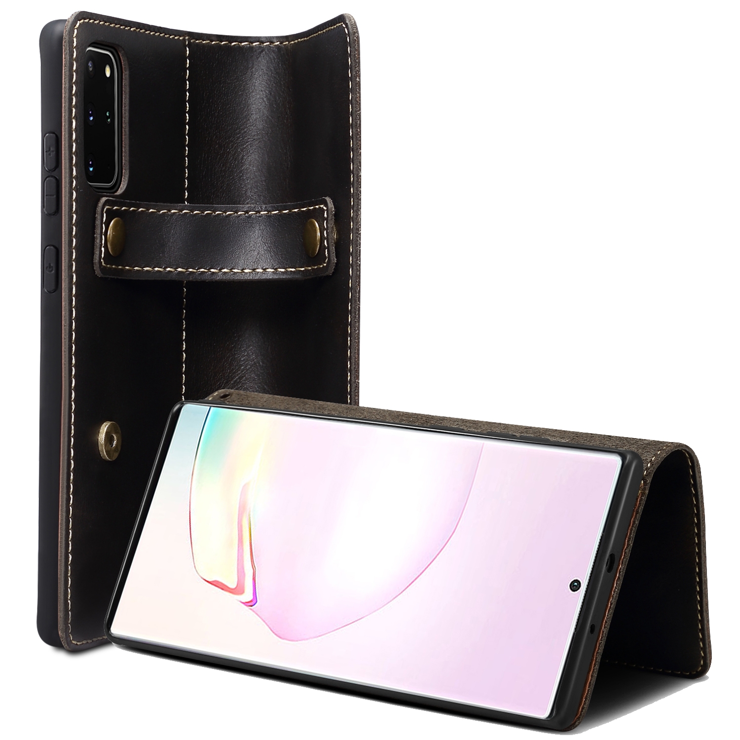 For Samsung Galaxy Note20 Denior Oil Wax Cowhide DK Magnetic Button Leather Phone Case(Black) For Samsung Galaxy Note20 Denior Oil Wax Cowhide DK Magnetic Button Leather Phone Case(Black)