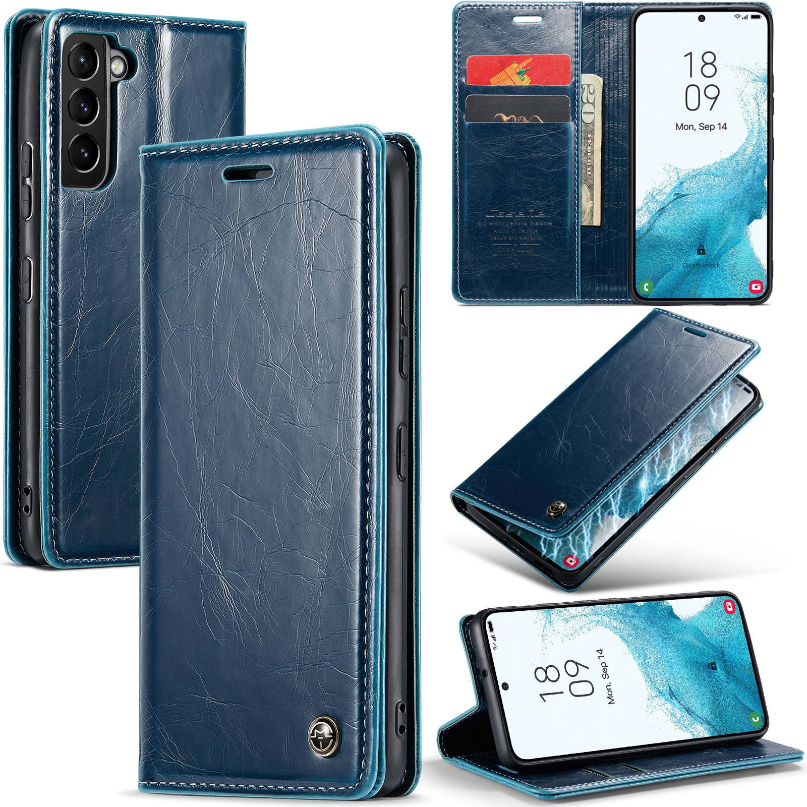 For Samsung Galaxy S22+ 5G CaseMe 003 Crazy Horse Texture Leather Phone Case(Blue) For Samsung Galaxy S22+ 5G CaseMe 003 Crazy Horse Texture Leather Phone Case(Blue)