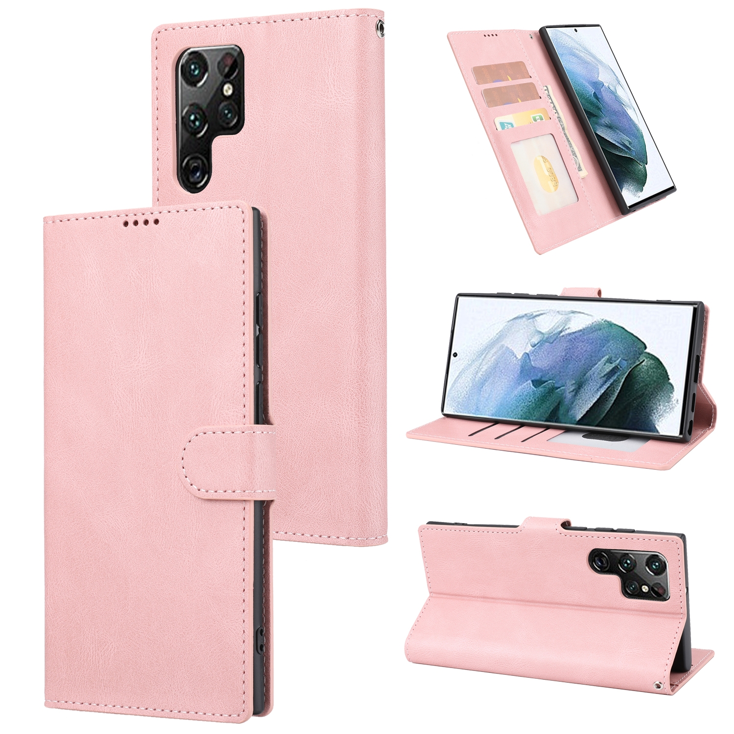 For Samsung Galaxy S23 Ultra 5G Fantasy Classic Skin-feel Calfskin Texture PU Phone Case(Pink) For Samsung Galaxy S23 Ultra 5G Fantasy Classic Skin-feel Calfskin Texture PU Phone Case(Pink)