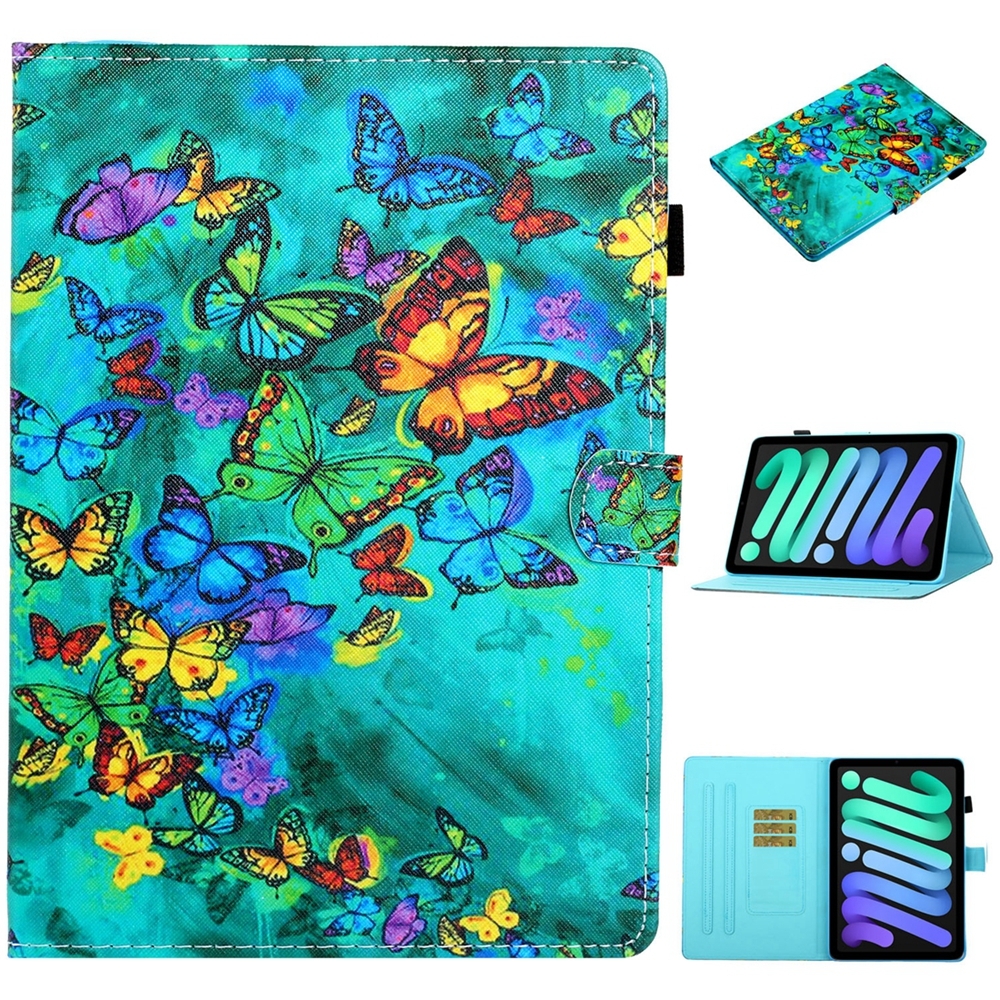 For iPad 10th Gen 10.9 2022 Coloured Drawing Stitching Smart Leather Tablet Case(Green Butterfly) For iPad 10th Gen 10.9 2022 Coloured Drawing Stitching Smart Leather Tablet Case(Green Butterfly)