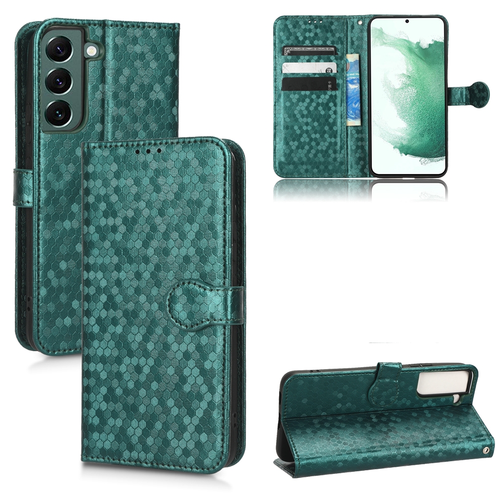 For Samsung Galaxy S22 5G Honeycomb Dot Texture Leather Phone Case(Green) For Samsung Galaxy S22 5G Honeycomb Dot Texture Leather Phone Case(Green)