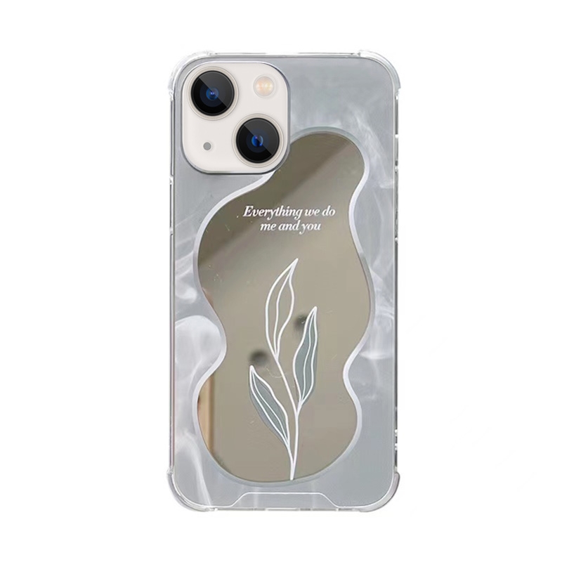 For iPhone 13 mini Color Painted Mirror Phone Case(Leaf) For iPhone 13 mini Color Painted Mirror Phone Case(Leaf)