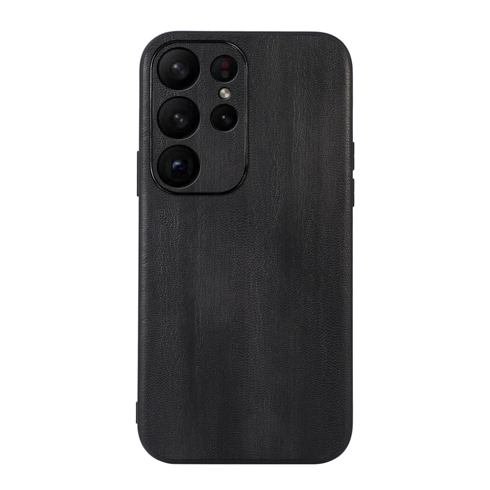 For Samsung Galaxy S23 Ultra 5G Yellow Cow Texture PU Phone Case(Black)