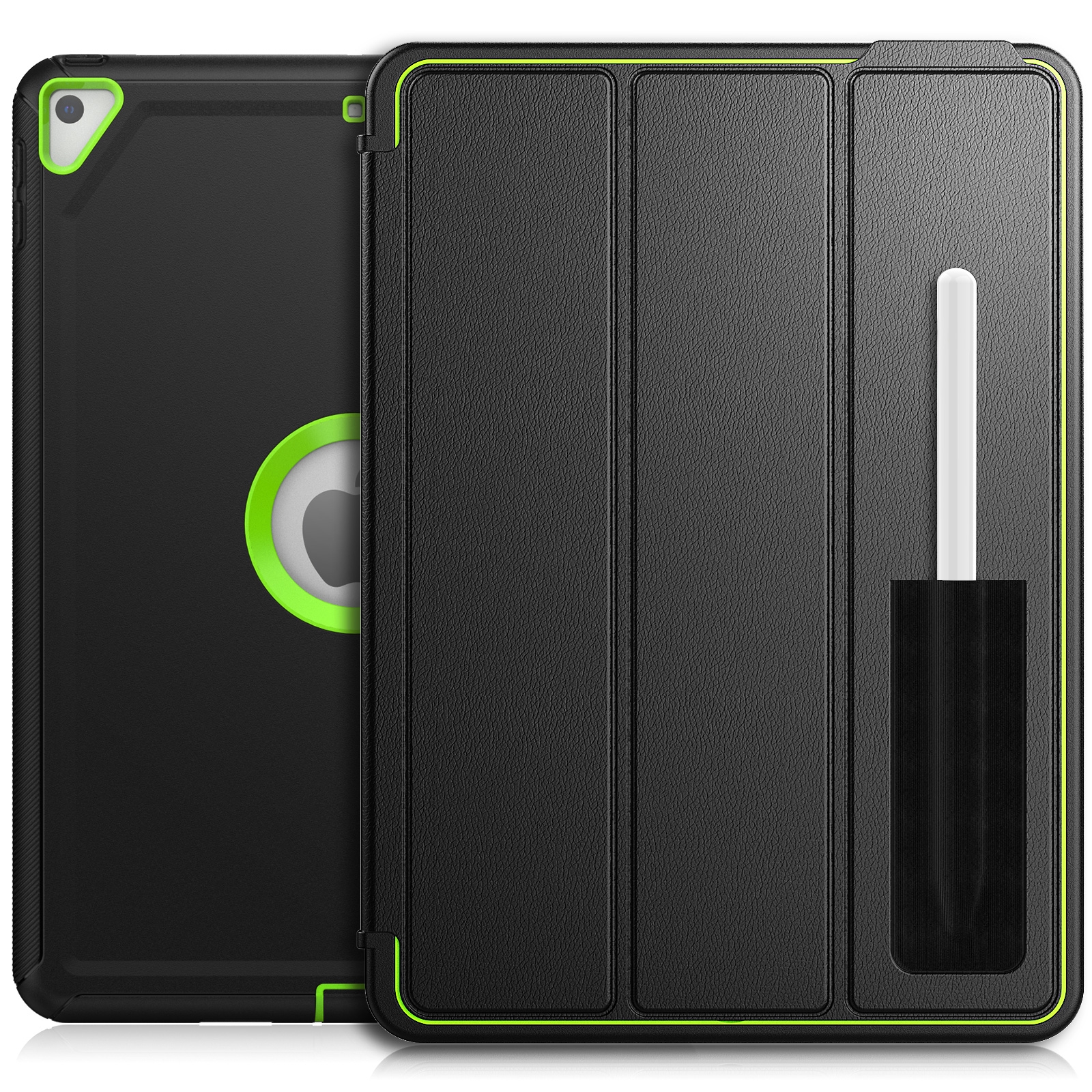For iPad 10.2 2021 / 2020 / 2019 / Air 10.5 2019 3-Fold Amor Shockproof Smart Tablet Case(Black Green) For iPad 10.2 2021 / 2020 / 2019 / Air 10.5 2019 3-Fold Amor Shockproof Smart Tablet Case(Black Green)