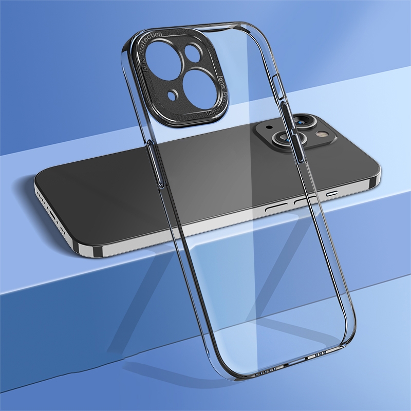 For iPhone 14 wlons Crystal Clear Fine Hole Phone Case(Black) For iPhone 14 wlons Crystal Clear Fine Hole Phone Case(Black)