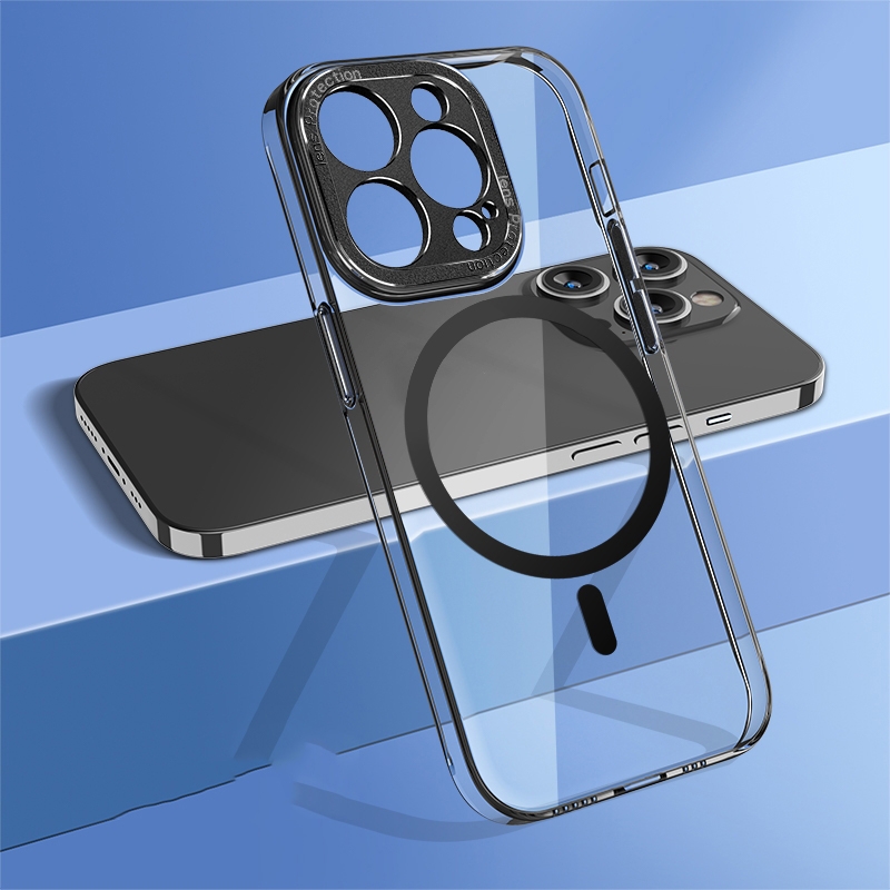For iPhone 14 Pro wlons Crystal Clear Fine Hole MagSafe Phone Case(Black) For iPhone 14 Pro wlons Crystal Clear Fine Hole MagSafe Phone Case(Black)