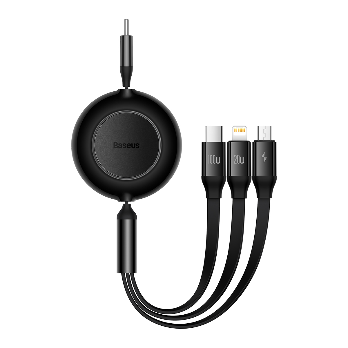 Baseus Bright Mirror 3 in 1 USB-C / Type-C 100W Telescopic Data Cable, Length: 1.2m(Black)