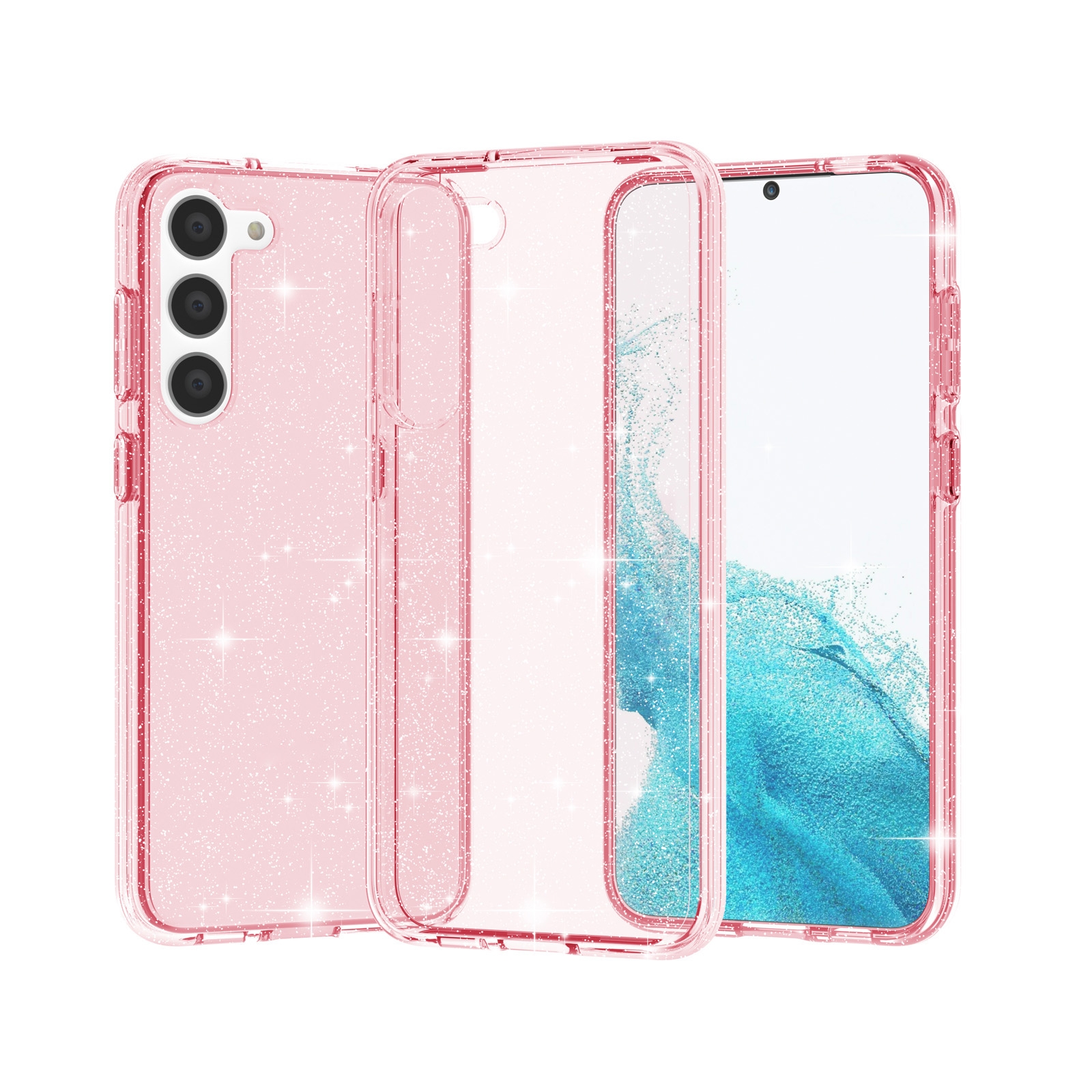 For Samsung Galaxy S23+ 5G Shockproof Terminator Style Glitter Powder Phone Case(Shiny Pink) For Samsung Galaxy S23+ 5G Shockproof Terminator Style Glitter Powder Phone Case(Shiny Pink)