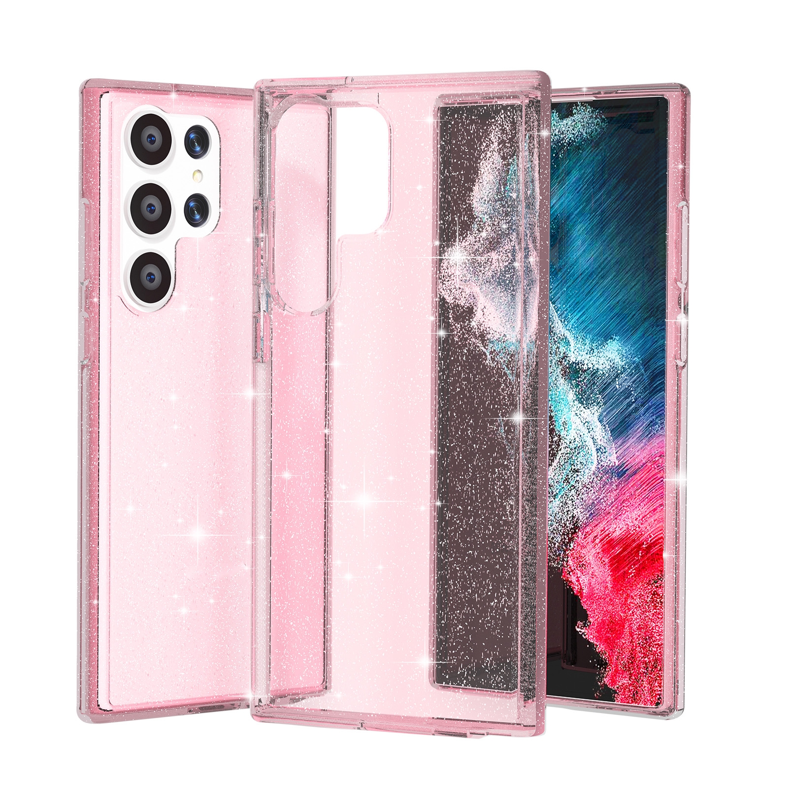 For Samsung Galaxy S23 Ultra 5G Shockproof Terminator Style Glitter Powder Phone Case(Shiny Pink) For Samsung Galaxy S23 Ultra 5G Shockproof Terminator Style Glitter Powder Phone Case(Shiny Pink)