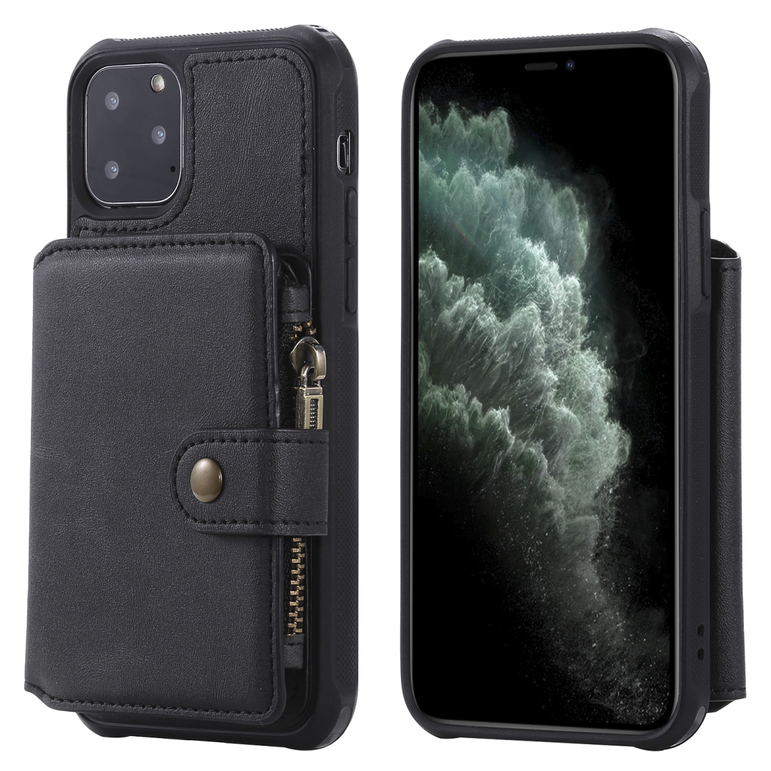 For iPhone 11 Pro Zipper Shockproof Protective Case with Card Slots & Bracket & Photo Holder & Wallet Function(Black) For iPhone 11 Pro Zipper Shockproof Protective Case with Card Slots & Bracket & Photo Holder & Wallet Function(Black)