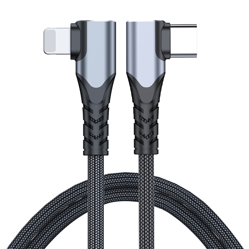 ADC-009 20W USB-C/Type-C to 8 Pin Double Elbow Data Cable, Length:1m ADC-009 20W USB-C/Type-C to 8 Pin Double Elbow Data Cable, Length:1m