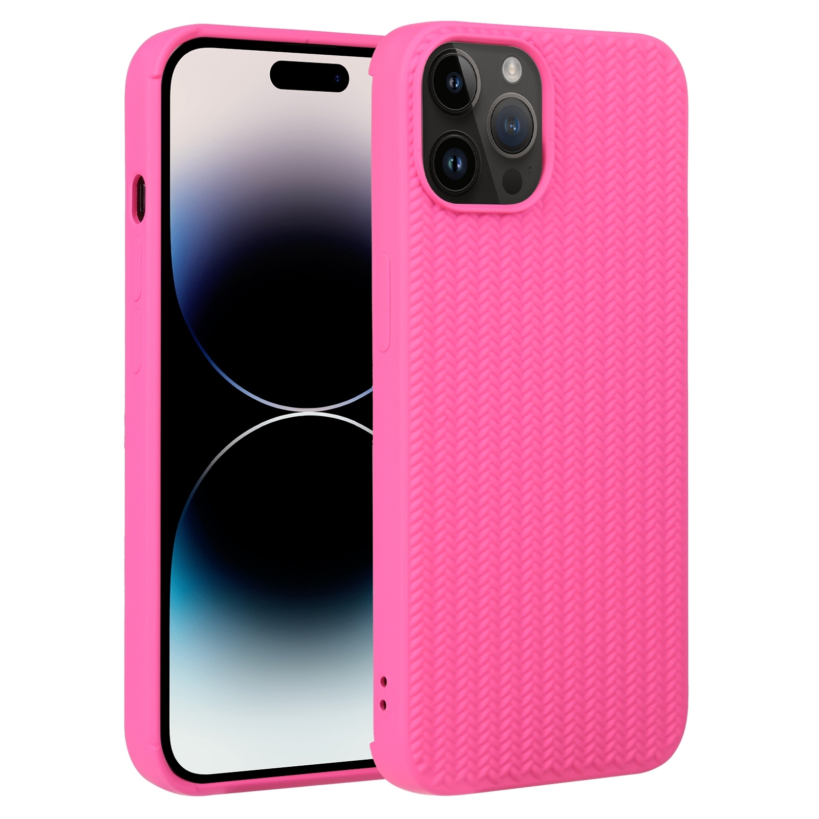 For iPhone 14 Pro Weave Texture Silicone Phone Case(Rose Red) For iPhone 14 Pro Weave Texture Silicone Phone Case(Rose Red)