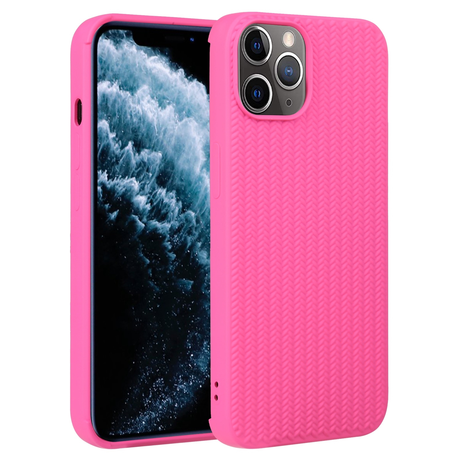 For iPhone 11 Pro Max Weave Texture Silicone Phone Case(Rose Red) For iPhone 11 Pro Max Weave Texture Silicone Phone Case(Rose Red)