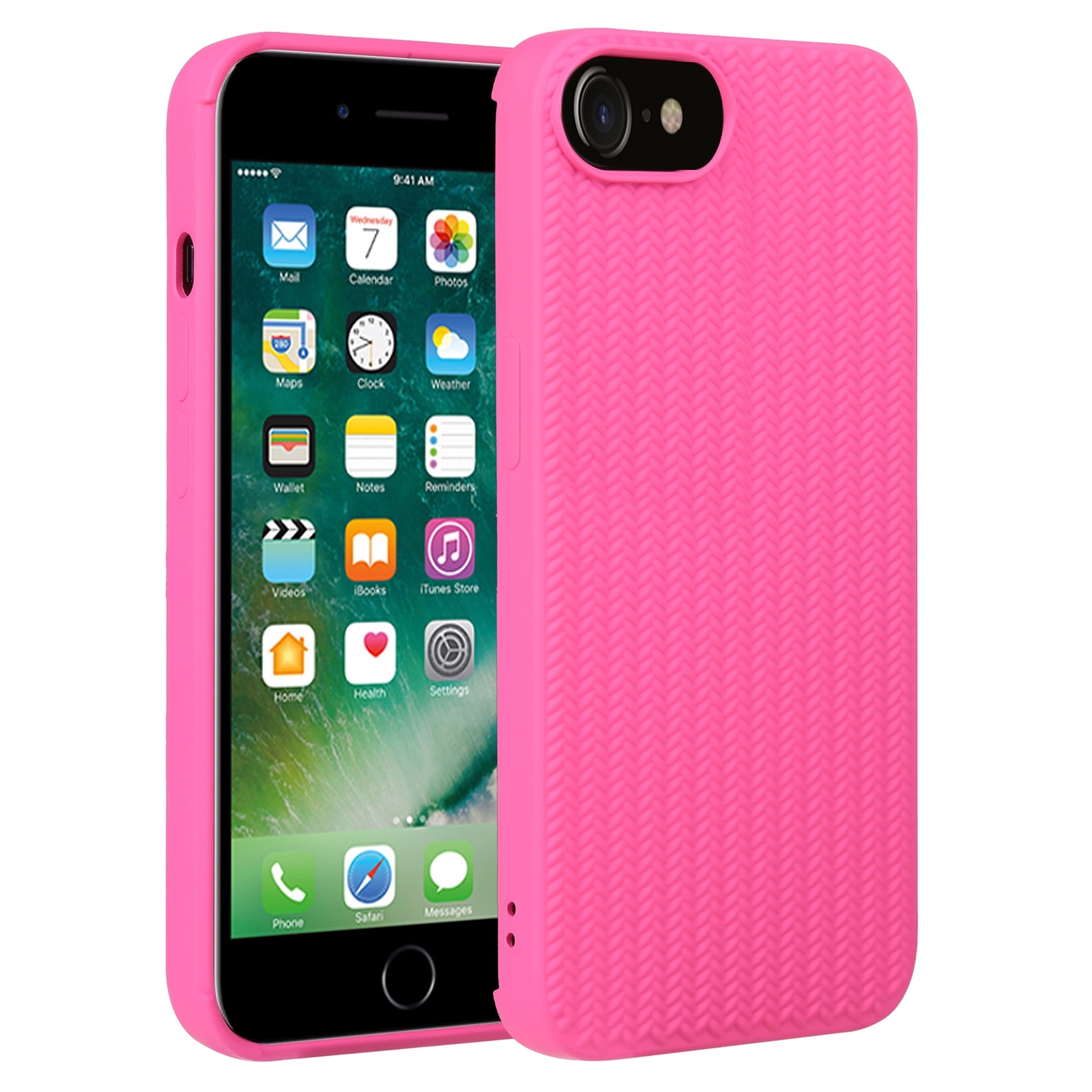 For iPhone SE 2022 / SE 2020 / 7 / 8 Weave Texture Silicone Phone Case(Rose Red) For iPhone SE 2022 / SE 2020 / 7 / 8 Weave Texture Silicone Phone Case(Rose Red)