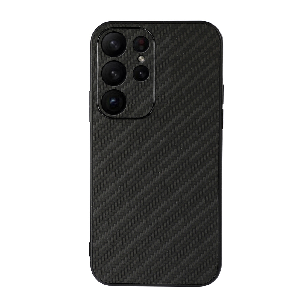 For Samsung Galaxy S23 Ultra 5G Accurate Hole Carbon Fiber Texture PU Phone Case(Black) For Samsung Galaxy S23 Ultra 5G Accurate Hole Carbon Fiber Texture PU Phone Case(Black)