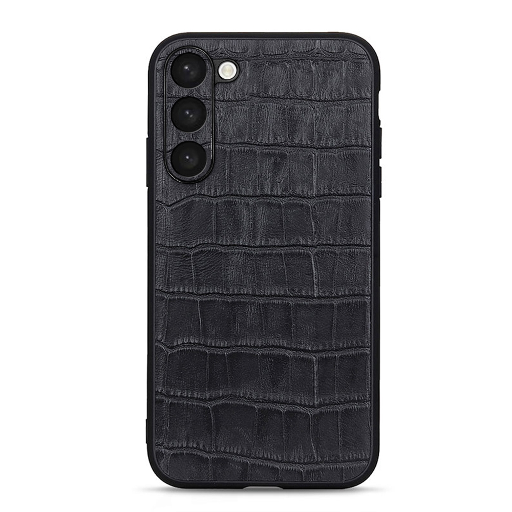 For Samsung Galaxy S23+ 5G Crocodile Texture Genuine Leather Phone Case(Black) For Samsung Galaxy S23+ 5G Crocodile Texture Genuine Leather Phone Case(Black)