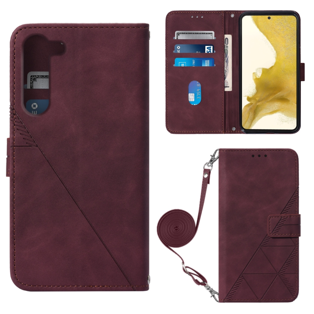 For Samsung Galaxy S23+ 5G Crossbody 3D Embossed Flip Leather Phone Case(Wine Red) For Samsung Galaxy S23+ 5G Crossbody 3D Embossed Flip Leather Phone Case(Wine Red)